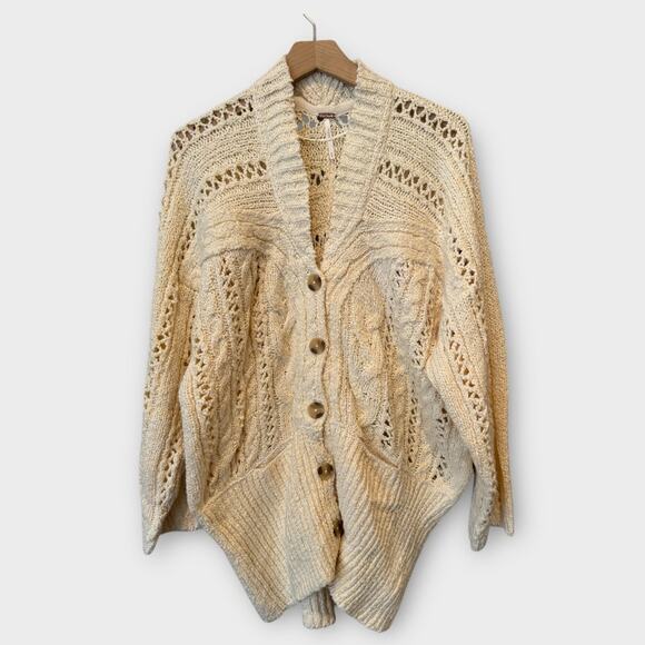 Free People Cable Knit Button-Down Cardigan Size Medium - Picture 5 of 11